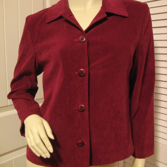 Vintage Y2K 90s Briggs Velour Blazer Jacket Red Maroon Preppy Academia Old Money - Picture 3 of 8